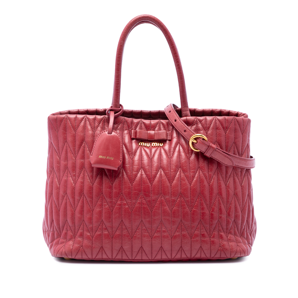 Pre-Loved Miu Miu Medium Matelasse Vitello Shine Double Handle Tote